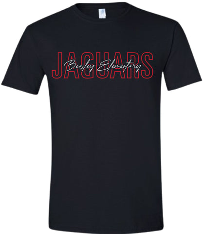 Beasley Elementary Cursive Print Black Gildan Soft Style T-shirt