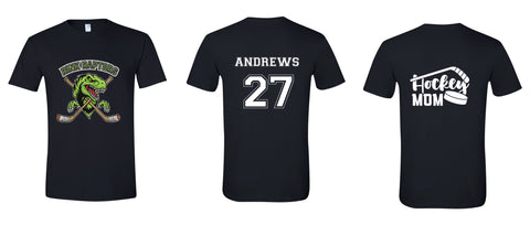 Custom Raptors T-shirt 2 sides  Raptors artwork one side other side personalized with name & number or Hockey Mom or Dad